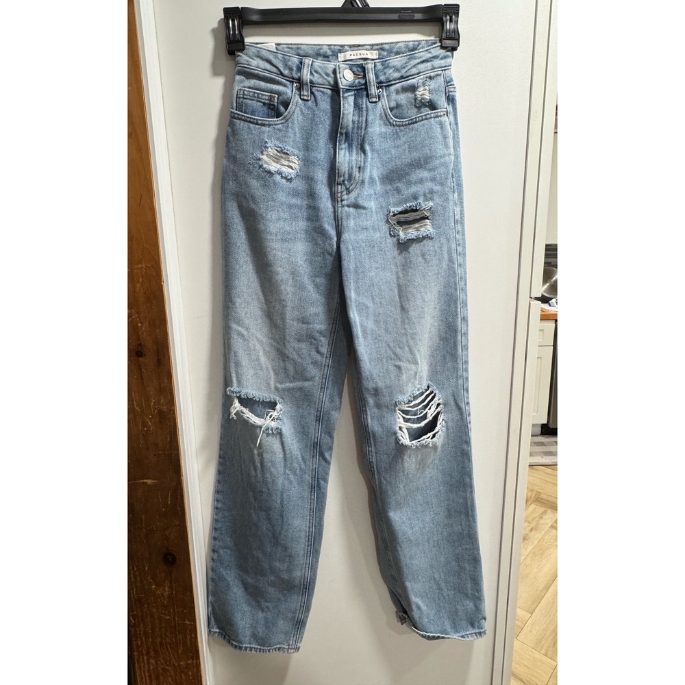PacSun 90s Boyfriend Distressed High Waisted Light Wash Jeans Womens 24